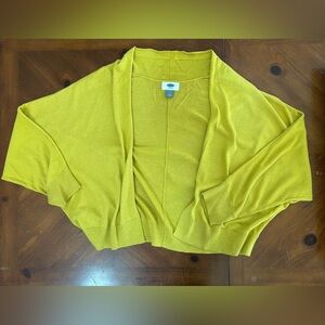 Old Navy mustard yellow cropped drape cardigan size M